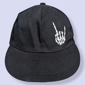 Black Skeleton Rock Snapback Hat